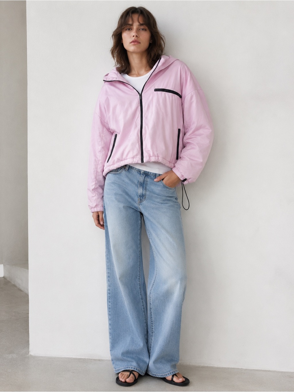 Lavender Cropped Hooded Puffer Jacket ~ no tag but comparable to size medium